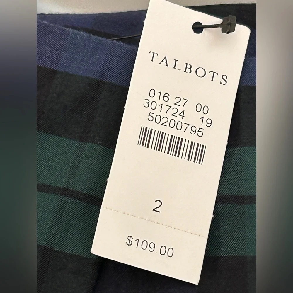 Talbots Ankle Stretch Plaid Trousers in Green and Blue 2